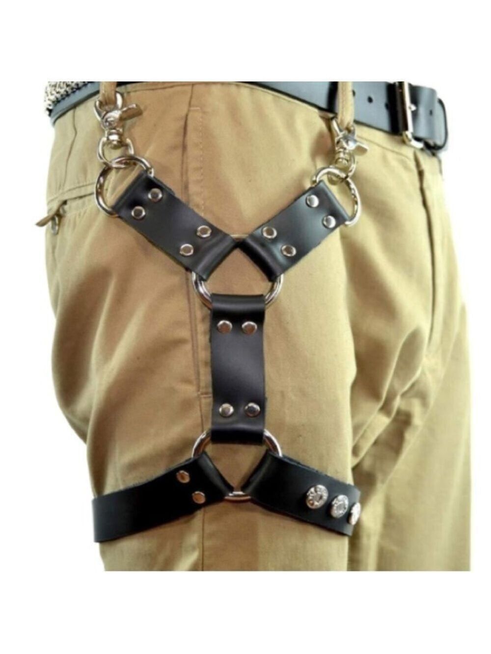 Mens Leather Garter Belt Punk Thigh Adjustable Harness Body Cage Hot Accessories